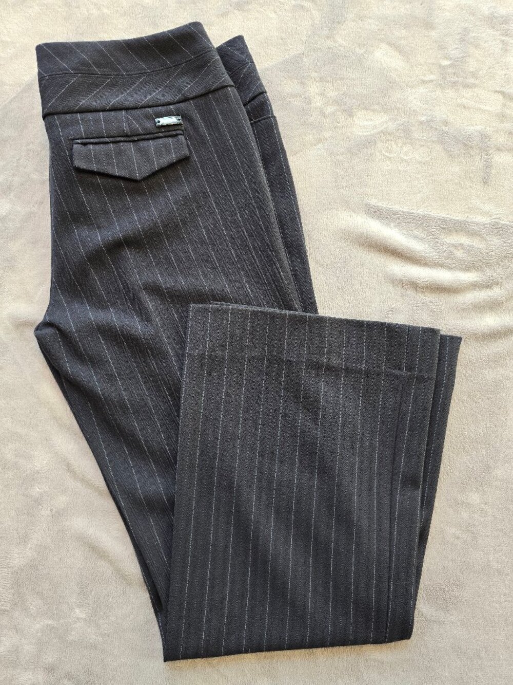Express Design Studio Editor Mid-Rise Bootcut  Pants Navy Pinstripe sz8R 17"